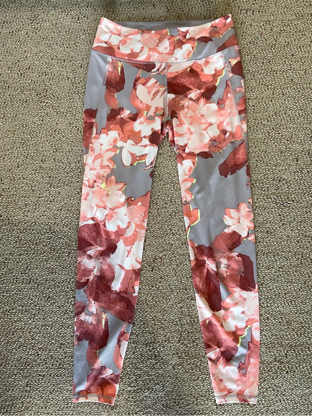 H&M Floral Print Leggings in Gray and Pink